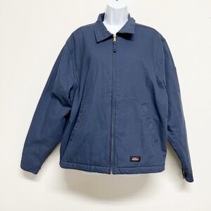 Dickies Mens Navy Blue Quilted Lined Zip Up Pocketed Canvas Work Jacket Size L